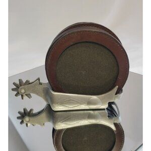 Malboro Miles Leather Cork Coaster & Metal Spur Holder Western Set 2003
